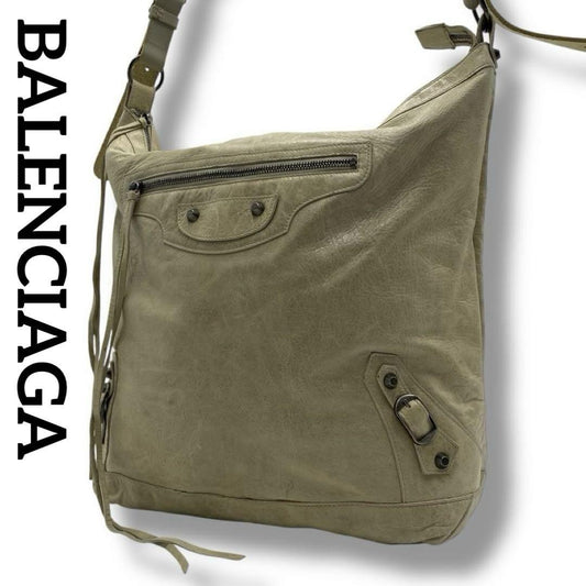 BALENCIAGA Shoulder Bag Purse Giant City Leather Beige Yellow Authentic