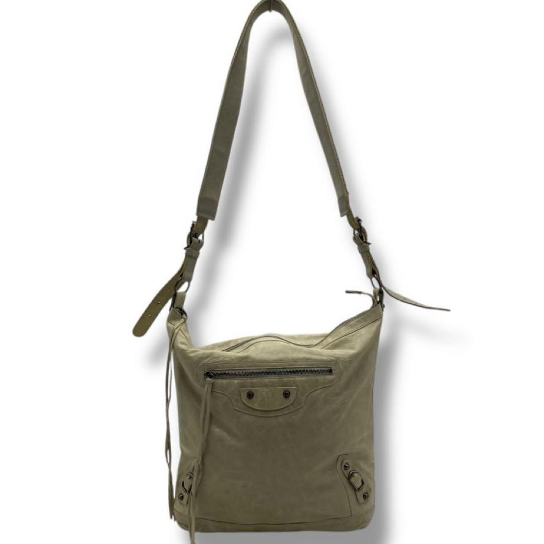 BALENCIAGA Shoulder Bag Purse Giant City Leather Beige Yellow Authentic