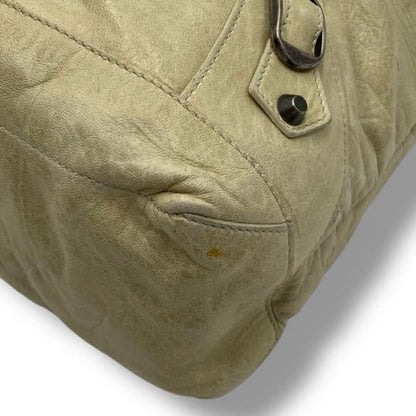 BALENCIAGA Shoulder Bag Purse Giant City Leather Beige Yellow Authentic