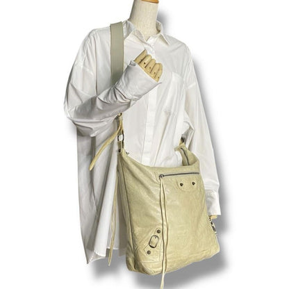 BALENCIAGA Shoulder Bag Purse Giant City Leather Beige Yellow Authentic