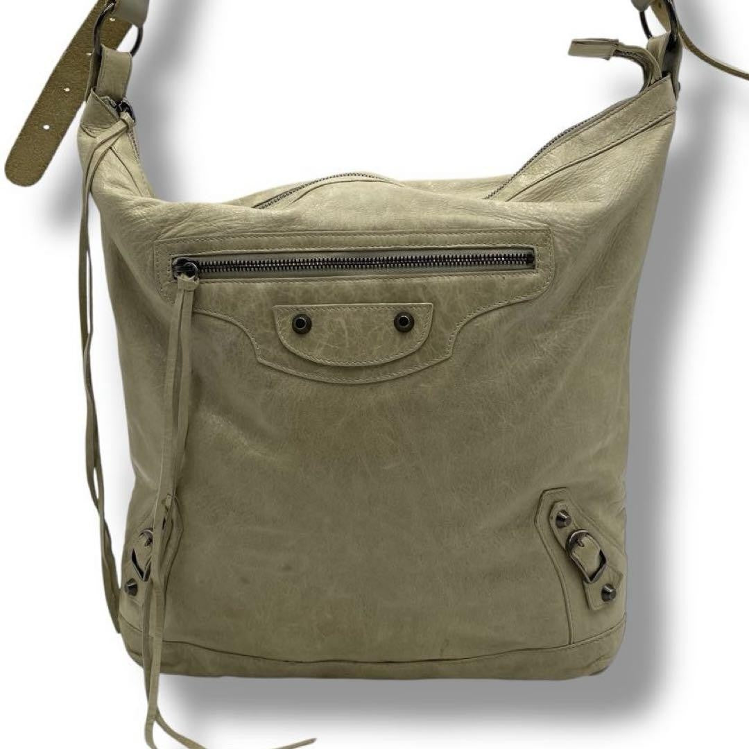 BALENCIAGA Shoulder Bag Purse Giant City Leather Beige Yellow Authentic