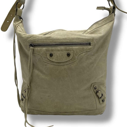 BALENCIAGA Shoulder Bag Purse Giant City Leather Beige Yellow Authentic