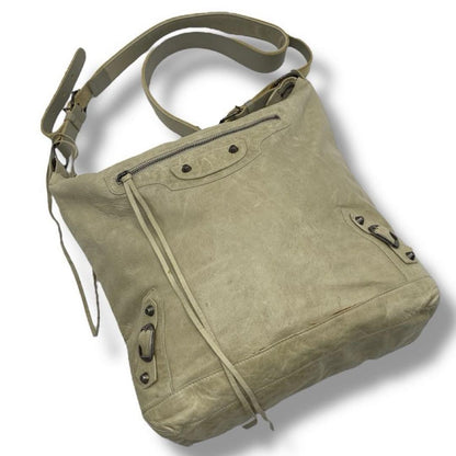 BALENCIAGA Shoulder Bag Purse Giant City Leather Beige Yellow Authentic