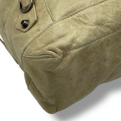 BALENCIAGA Shoulder Bag Purse Giant City Leather Beige Yellow Authentic