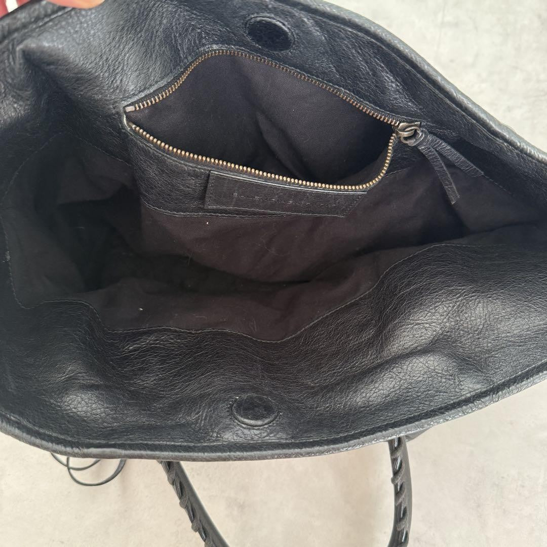 BALENCIAGA Hand Bag Tote Purse SUNDAY Leather Black Authentic