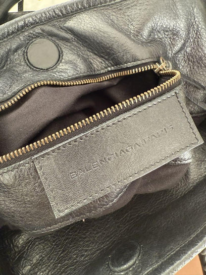 BALENCIAGA Hand Bag Tote Purse SUNDAY Leather Black Authentic