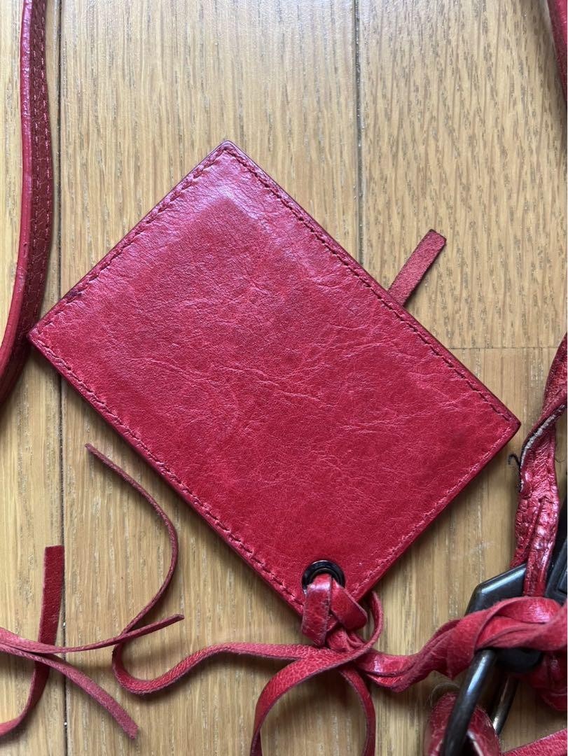 BALENCIAGA Shoulder Bag Purse The Hip Leather Red Authentic