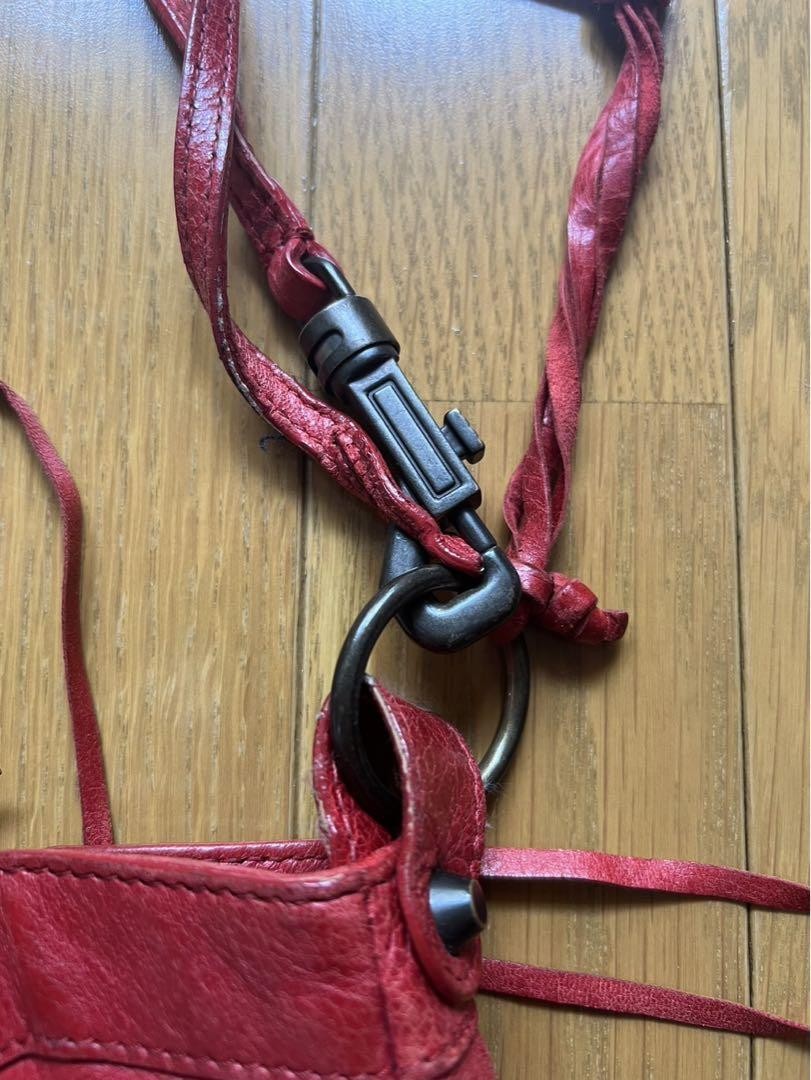 BALENCIAGA Shoulder Bag Purse The Hip Leather Red Authentic
