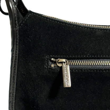 BALENCIAGA Hand Bag Tote Purse Suede Leather Black Authentic