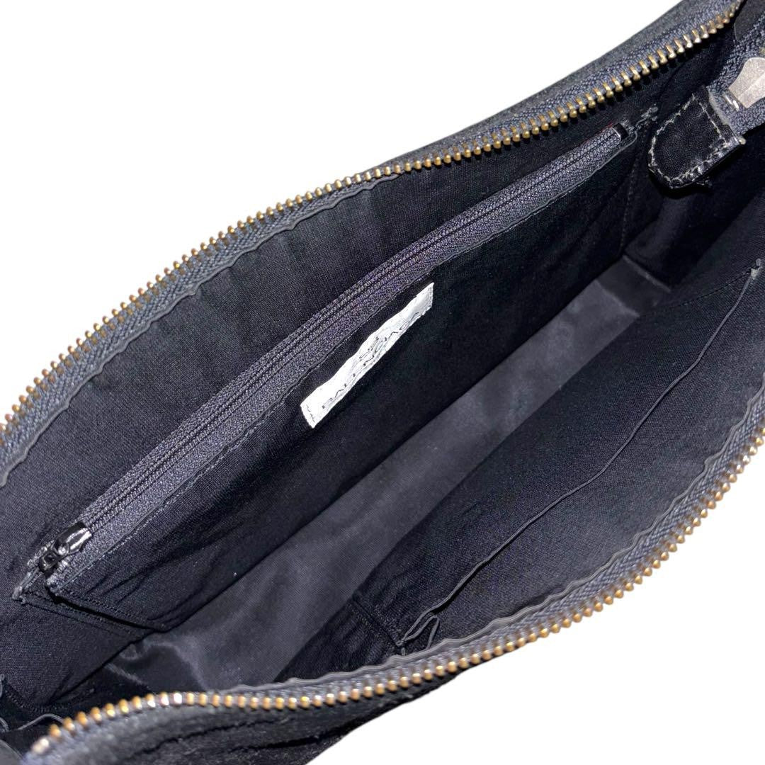 BALENCIAGA Hand Bag Tote Purse Suede Leather Black Authentic