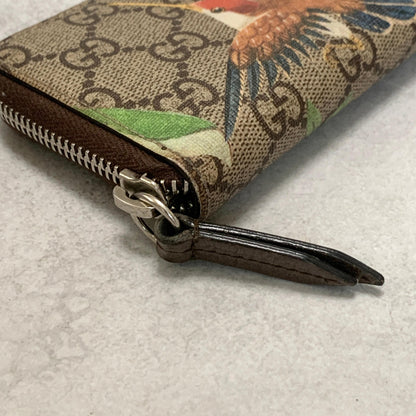 GUCCI Tian GG Supreme Coin Case Card Holder Wallet Purse Compact Leather Brown