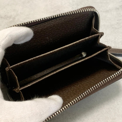 GUCCI Tian GG Supreme Coin Case Card Holder Wallet Purse Compact Leather Brown