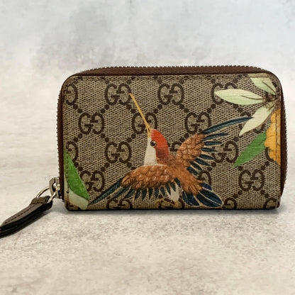 GUCCI Tian GG Supreme Coin Case Card Holder Wallet Purse Compact Leather Brown
