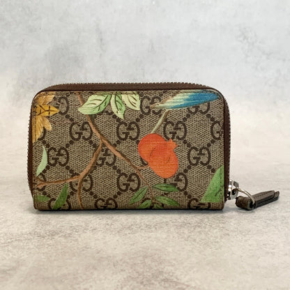 GUCCI Tian GG Supreme Coin Case Card Holder Wallet Purse Compact Leather Brown