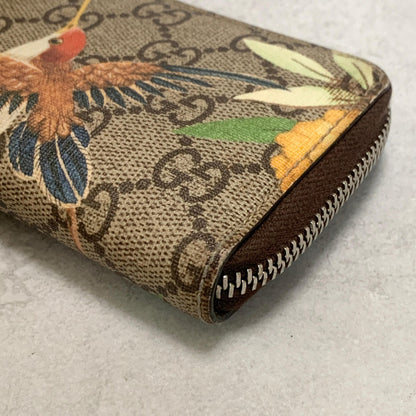 GUCCI Tian GG Supreme Coin Case Card Holder Wallet Purse Compact Leather Brown