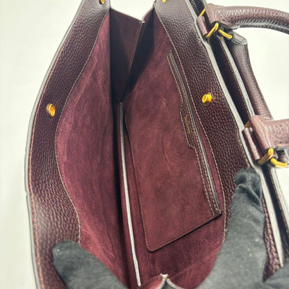 MULBERRY Hand Shoulder Bag Tote Purse 2way Leather Bordeaux Authentic