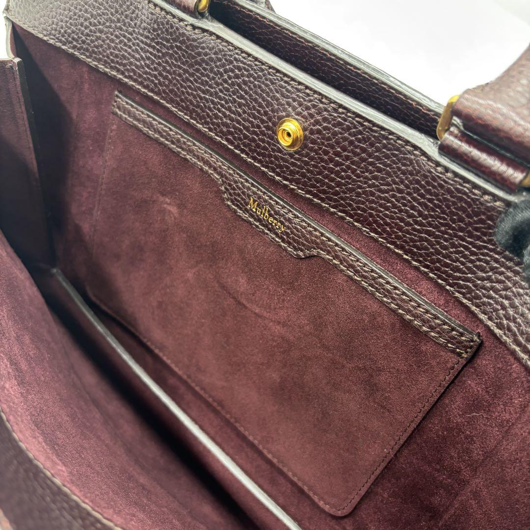 MULBERRY Hand Shoulder Bag Tote Purse 2way Leather Bordeaux Authentic