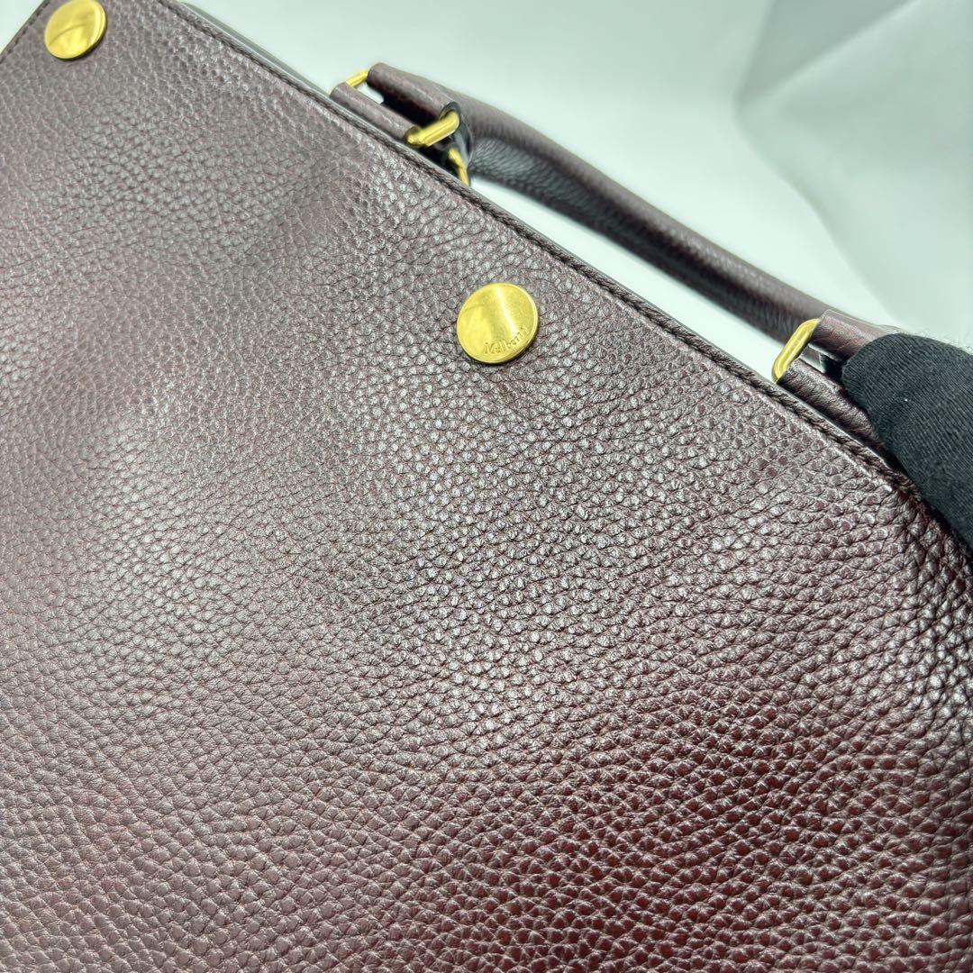 MULBERRY Hand Shoulder Bag Tote Purse 2way Leather Bordeaux Authentic