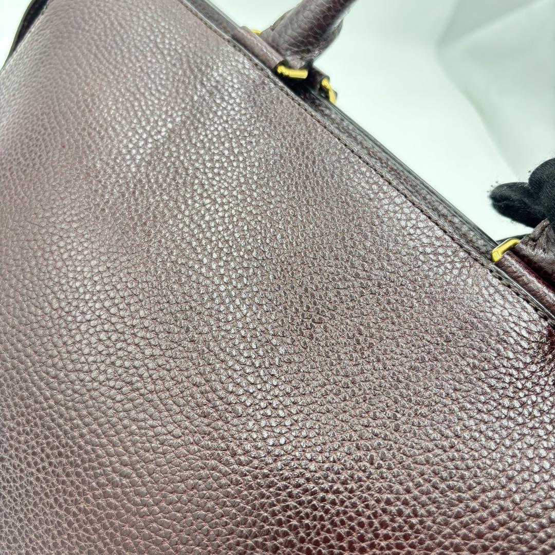 MULBERRY Hand Shoulder Bag Tote Purse 2way Leather Bordeaux Authentic