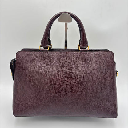 MULBERRY Hand Shoulder Bag Tote Purse 2way Leather Bordeaux Authentic