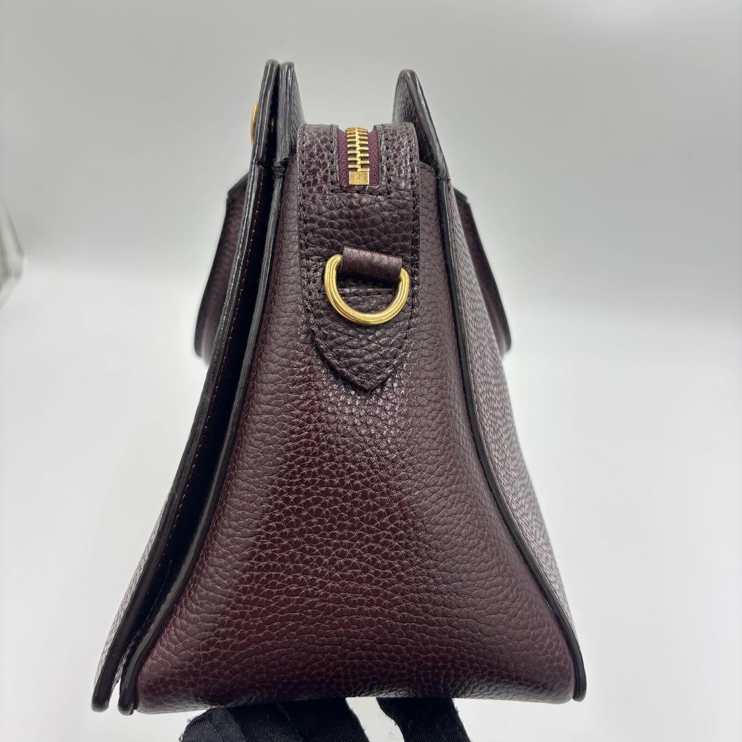 MULBERRY Hand Shoulder Bag Tote Purse 2way Leather Bordeaux Authentic