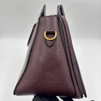 MULBERRY Hand Shoulder Bag Tote Purse 2way Leather Bordeaux Authentic