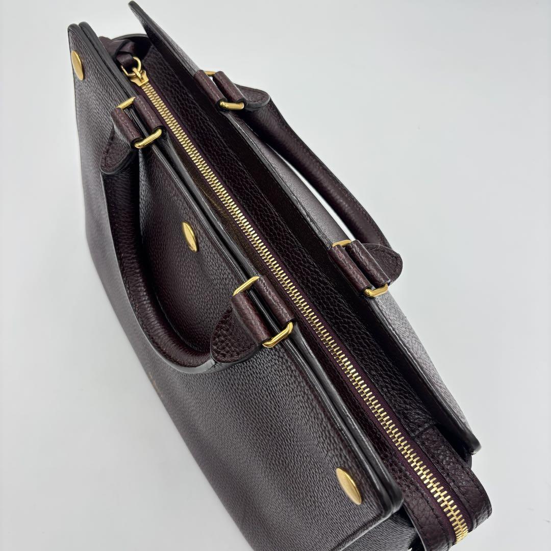 MULBERRY Hand Shoulder Bag Tote Purse 2way Leather Bordeaux Authentic