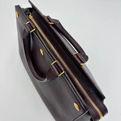 MULBERRY Hand Shoulder Bag Tote Purse 2way Leather Bordeaux Authentic