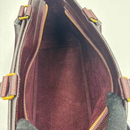 MULBERRY Hand Shoulder Bag Tote Purse 2way Leather Bordeaux Authentic