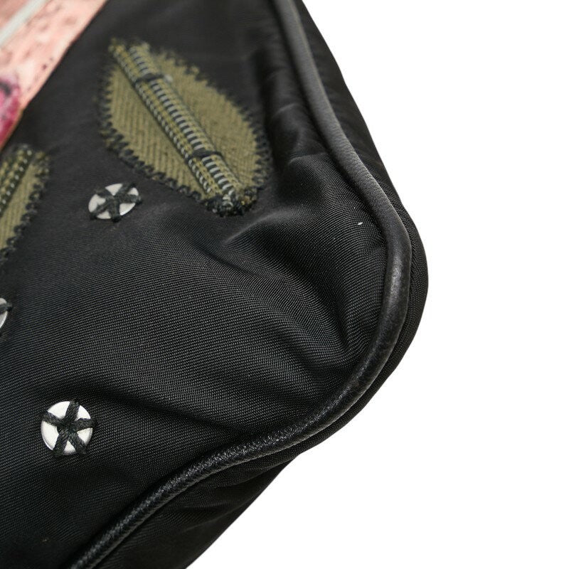 PRADA Shoulder Bag Purse Logo Nylon Black Multicolor Authentic