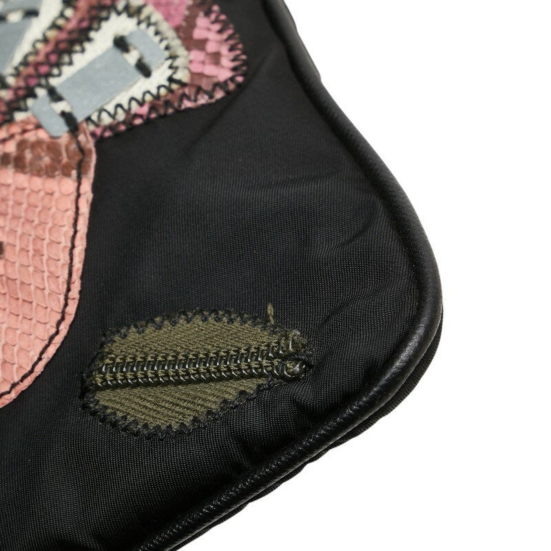 PRADA Shoulder Bag Purse Logo Nylon Black Multicolor Authentic