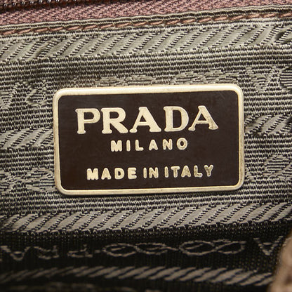 PRADA Backpack Logo Nylon Leather Brown Authentic