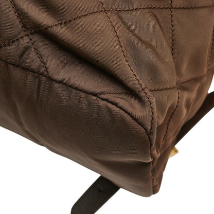 PRADA Backpack Logo Nylon Leather Brown Authentic