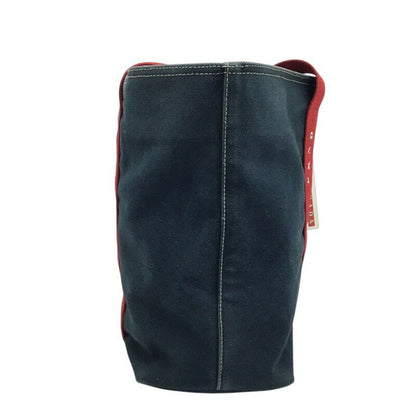 PRADA Hand Bag Tote Purse Denim Canvas Blue Red Authentic
