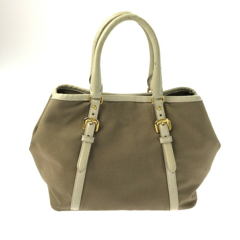 PRADA Hand Bag Tote Purse LOGO JACQUARD Brown Authentic