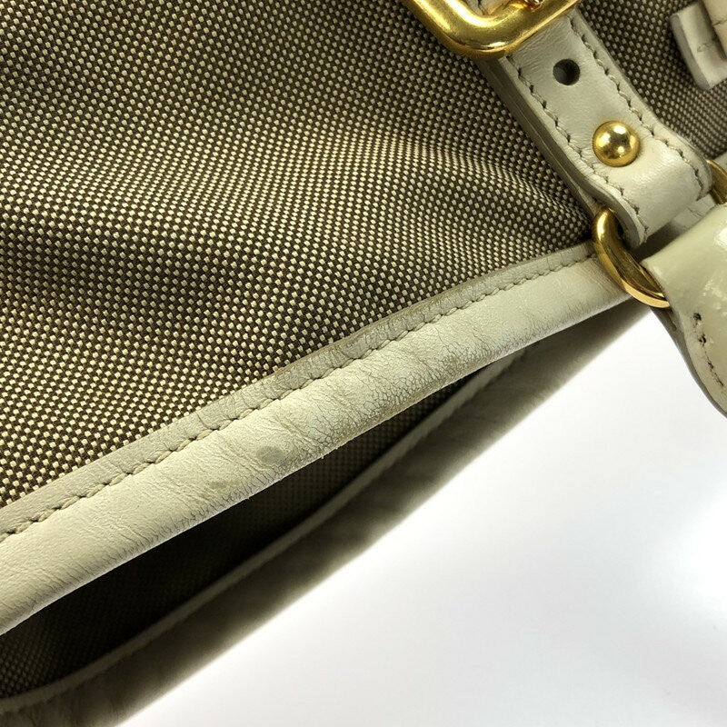 PRADA Hand Bag Tote Purse LOGO JACQUARD Brown Authentic