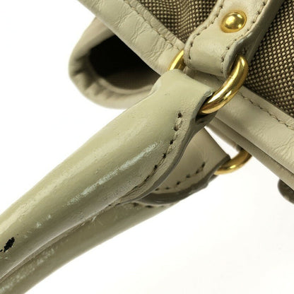 PRADA Hand Bag Tote Purse LOGO JACQUARD Brown Authentic