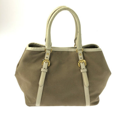 PRADA Hand Bag Tote Purse LOGO JACQUARD Brown Authentic