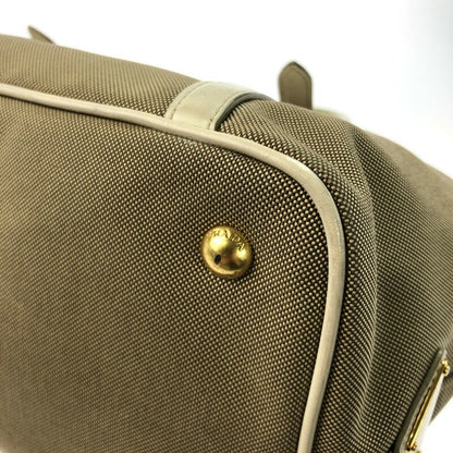 PRADA Hand Bag Tote Purse LOGO JACQUARD Brown Authentic
