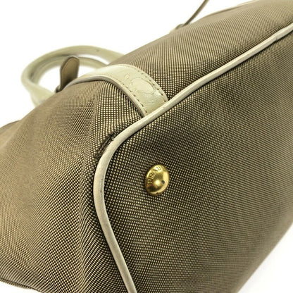 PRADA Hand Bag Tote Purse LOGO JACQUARD Brown Authentic