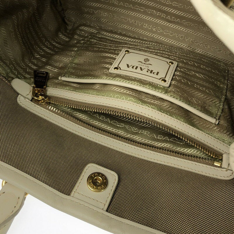 PRADA Hand Bag Tote Purse LOGO JACQUARD Brown Authentic