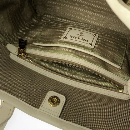 PRADA Hand Bag Tote Purse LOGO JACQUARD Brown Authentic