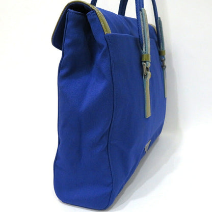PRADA Hand Bag Tote Purse Logo Ribbon Canvas Blue Authentic