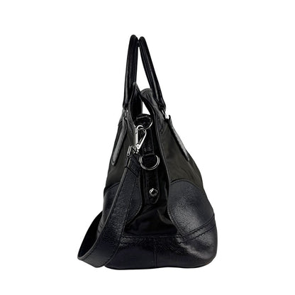 PRADA Hand Bag Tote Purse Nylon Leather Khaki Brown Authentic