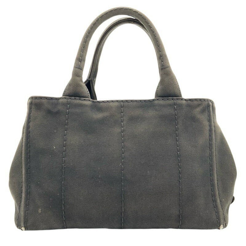 PRADA Hand Bag Tote Purse Canapa Logo Denim Black Authentic