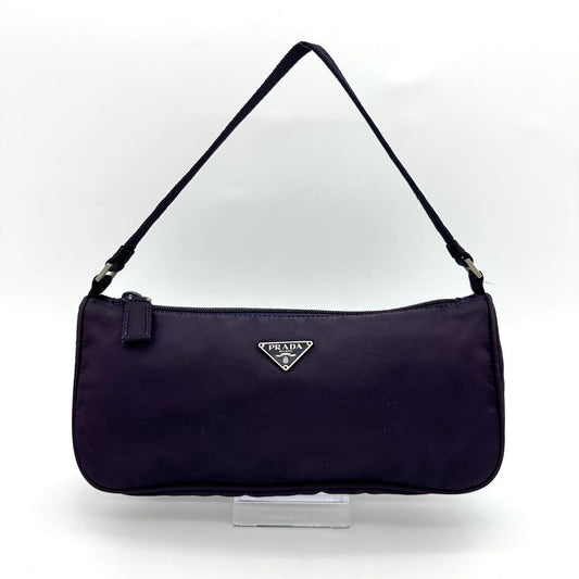 PRADA Accessory Pouch Hand Pouch Logo Nylon Purple Violet Authentic