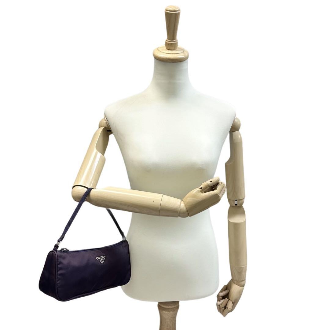 PRADA Accessory Pouch Hand Pouch Logo Nylon Purple Violet Authentic