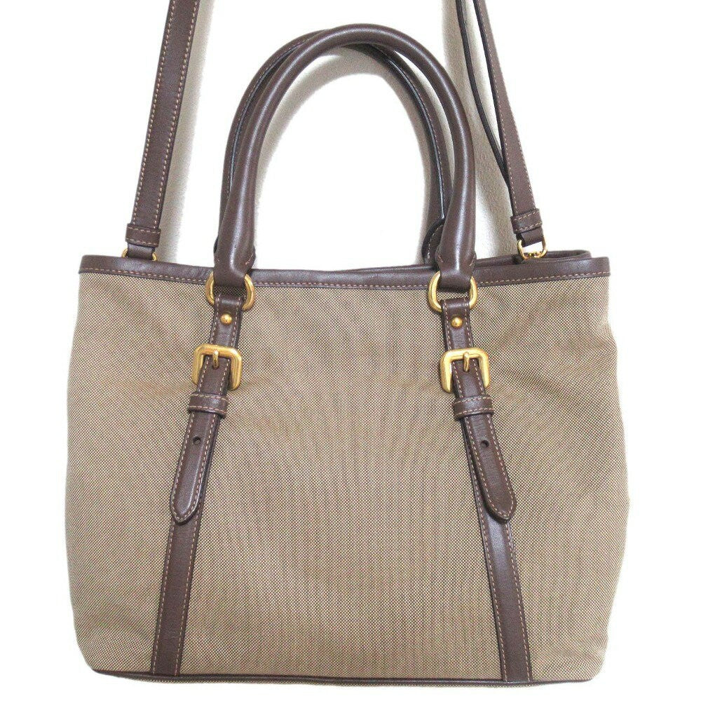 PRADA Hand Shoulder Bag Tote Purse 2way Logo Brown Authentic