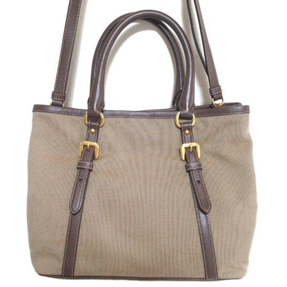 PRADA Hand Shoulder Bag Tote Purse 2way Logo Brown Authentic