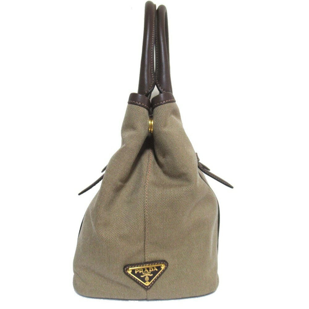 PRADA Hand Shoulder Bag Tote Purse 2way Logo Brown Authentic